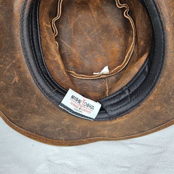 Minnetonka Brown Suede Leather Hat with Braided Band & Bendable Brim Size M - Picture 5 of 5